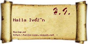 Halla Iván névjegykártya