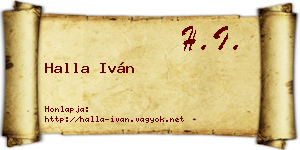 Halla Iván névjegykártya